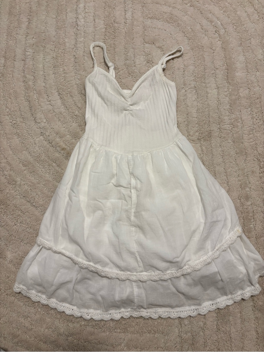 aerie White Mini Dress with Lace Trim